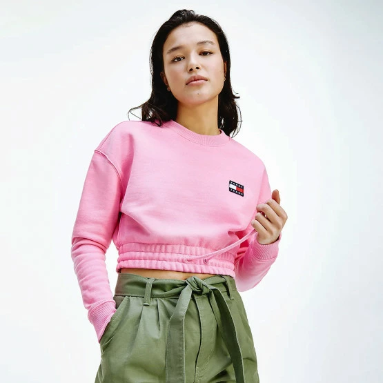 Εκπτωση ✔️ Φούτερ Tommy 👖 Jeans Badge Cropped Γυναικείο Φούτερ PINK DAISY 🔔 3 Εκπτωση ✔️ Φούτερ Tommy 👖 Jeans Badge Cropped Γυναικείο Φούτερ PINK DAISY 🔔