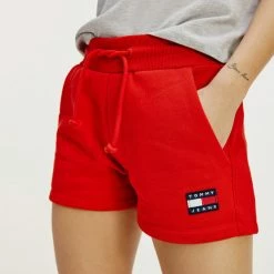 Best Pirce ⌛ Σορτς | Βερμούδες Tommy 👖 Jeans Badge Γυναικείο Σορτς Deep Crimson 😉