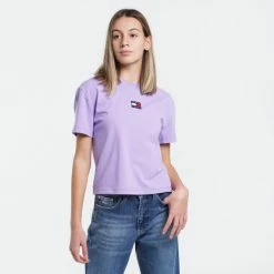 Προϋπολογισμός ❤️ T-shirts | Μπλούζα κοντό μανίκι Tommy 👖 Jeans Center Badge Γυναικείο T-shirt VIOLET VIOLA ⌛ -Φτηνός Tommy-jeans Κατάστημα tommy jeans tjw tommy center badge tee 12