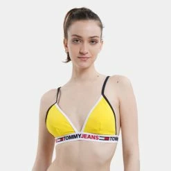 Αγορά 🌟 Γυναικεία Μαγιό Tommy 👖 Jeans Triangle Γυναικείο Μαγιό Πάνω Μέρος Magnetic Yellow 👍